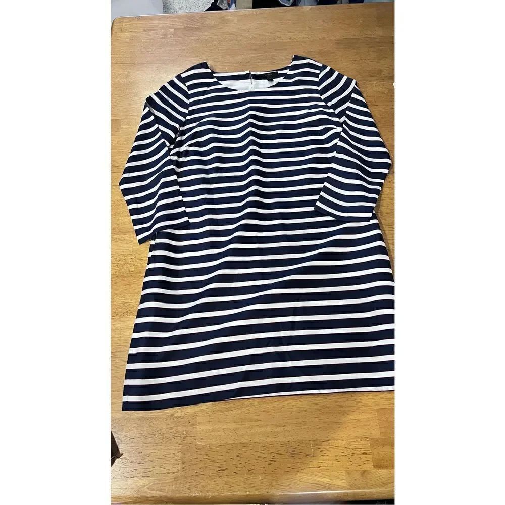 J. CREW 3/4 SLEEVE RED, WHITE, BLUE SILK DRESS BACK ZIP WOMENS SIZE 2